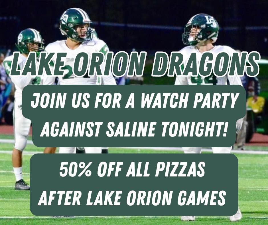 Join us tonight to support your local Dragons against Saline at G’s Pizzeria Lake Orion! We will be showing the game alo...