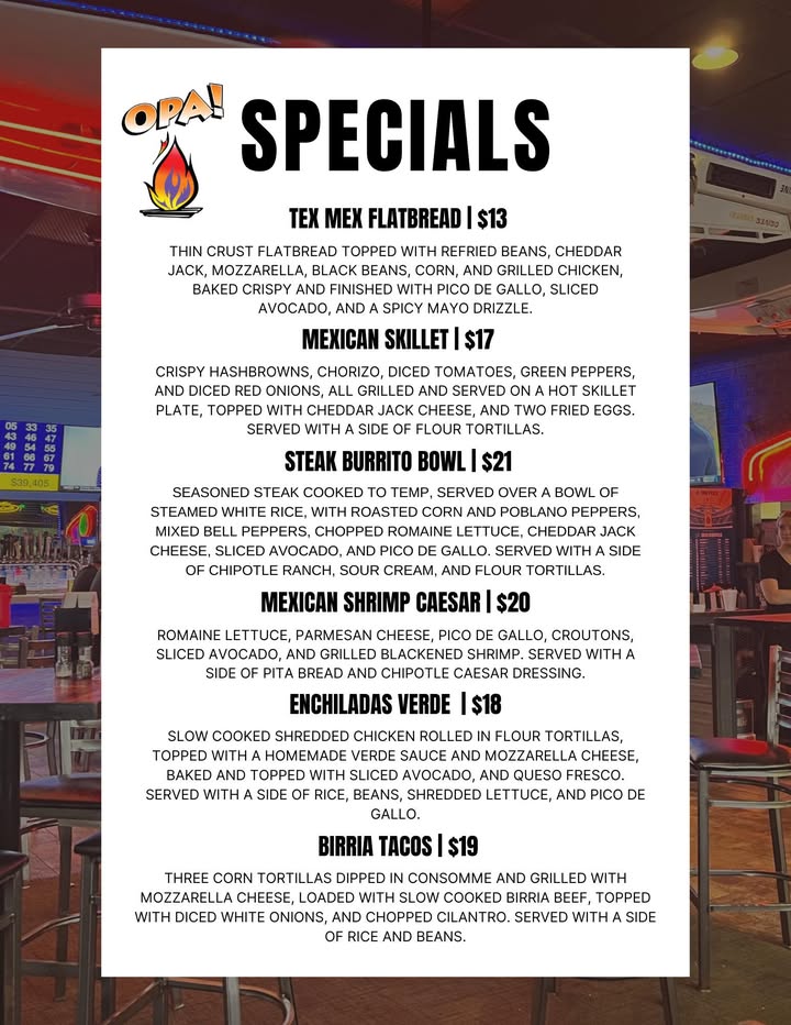 We have a lot of Mexican dishes this week on special!