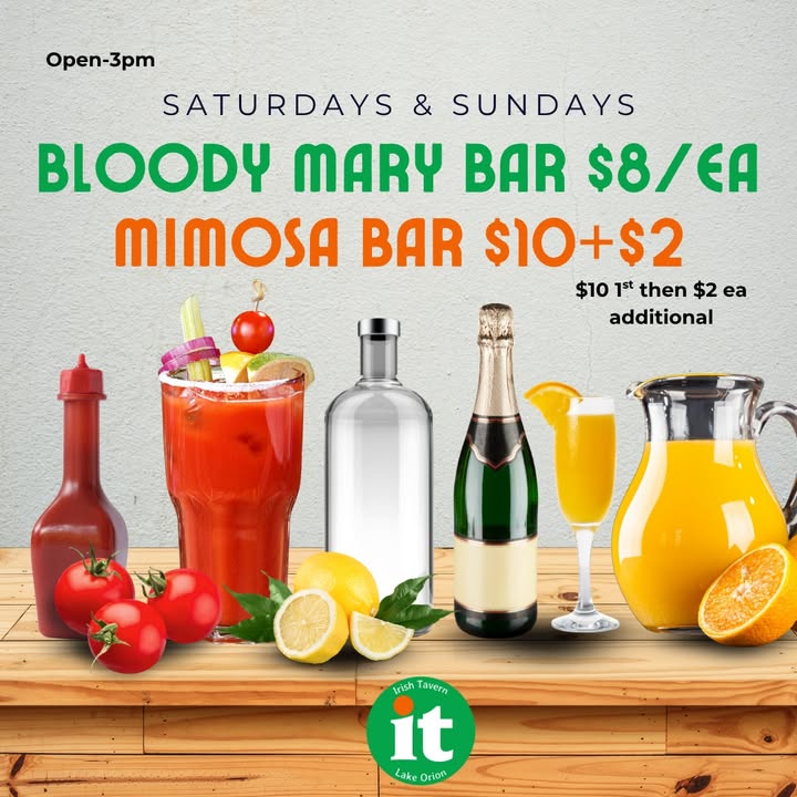 Bloody Mary and Mimosa bars offered every SUNDAY during brunch!