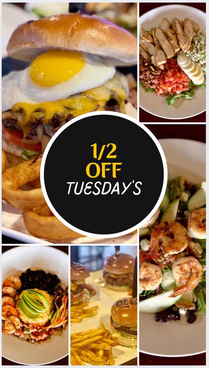 🎉🍽️ **1/2 Off Tuesdays are Back!** 🍽️🎉
